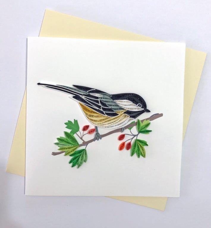 Hand Quilled Greeting Card Chickadee #10312
