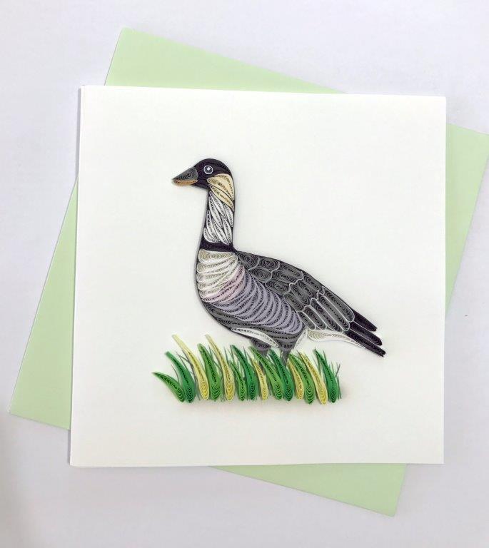 Hand Quilled Greeting Card Goose #10335
