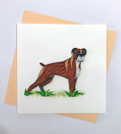 Hand Quilled Greeting Card Boxer Dog #10341
