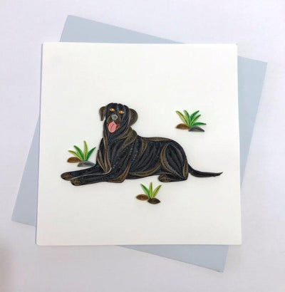 Hand Quilled Greeting Card Black Lab #10350