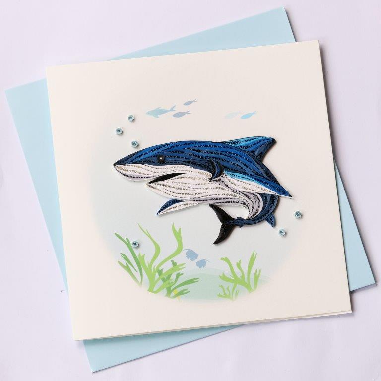 Hand Quilled Greeting Card Great White Shark #10358