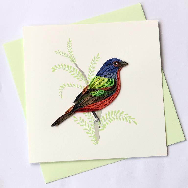 Hand Quilled Greeting Card Painted Bunting #10363