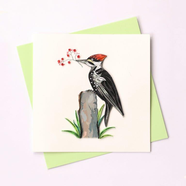 Hand Quilled Greeting Card Pileated Woodpecker #10445