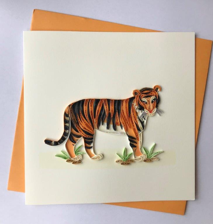 Hand Quilled Greeting Card Tiger #10530