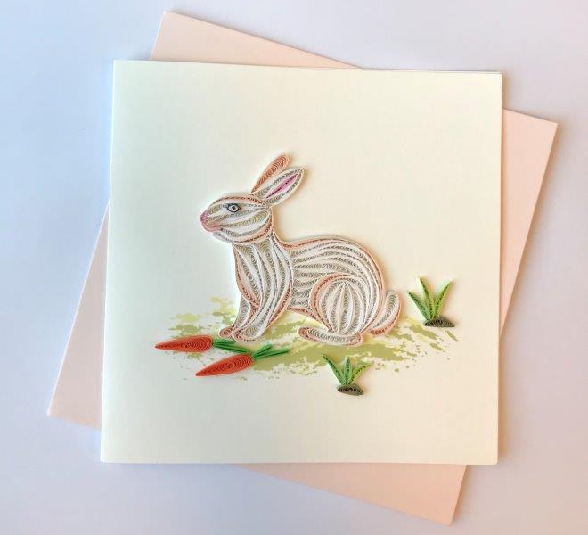 Hand Quilled Greeting Card Rabbit #10748