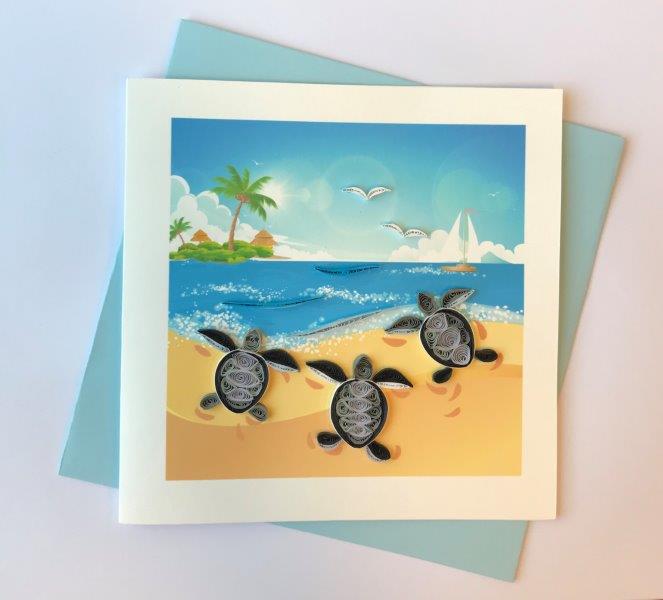 Hand Quilled Greeting Card Sea Turtle #10749