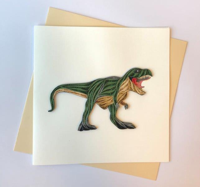 Hand Quilled Greeting Card T-Rex #10752