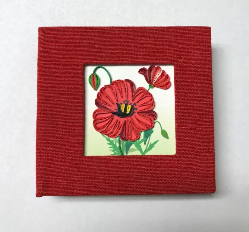 Hand Quilled Sticky Note Cover Poppy #SN10383