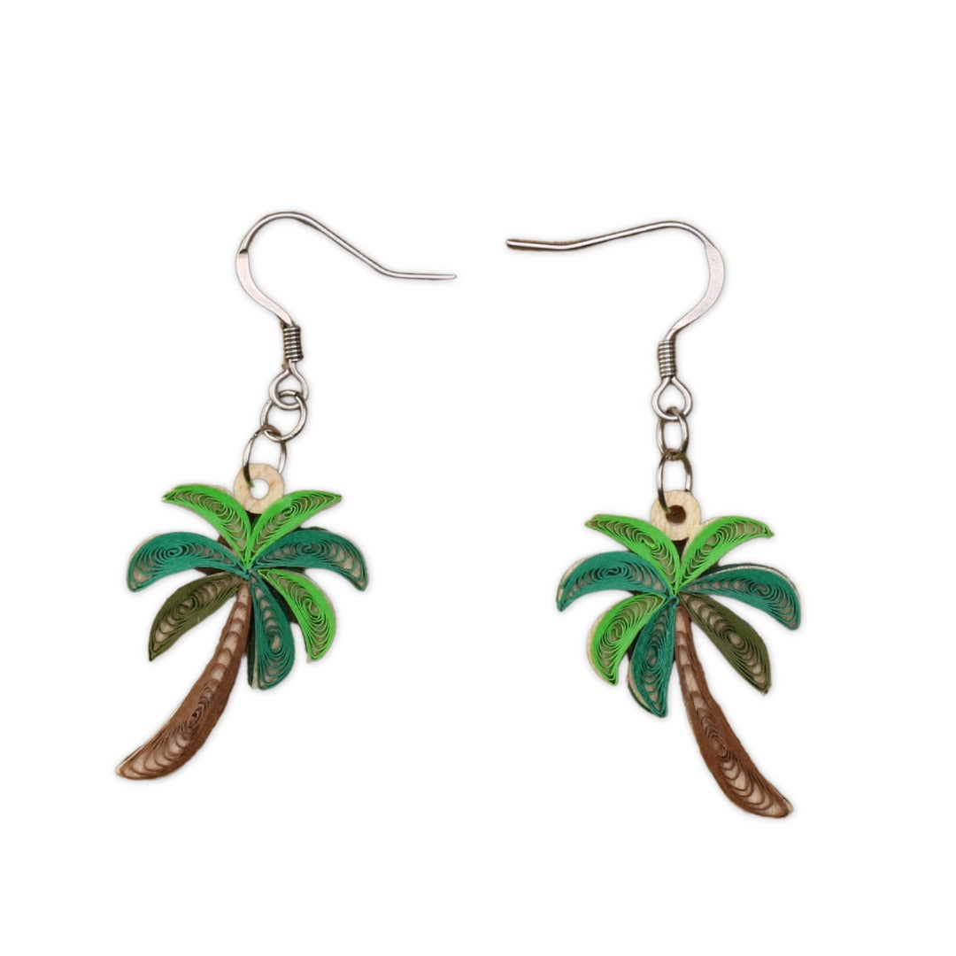 Hand Quilled Palm Tree Earrings #QE12176