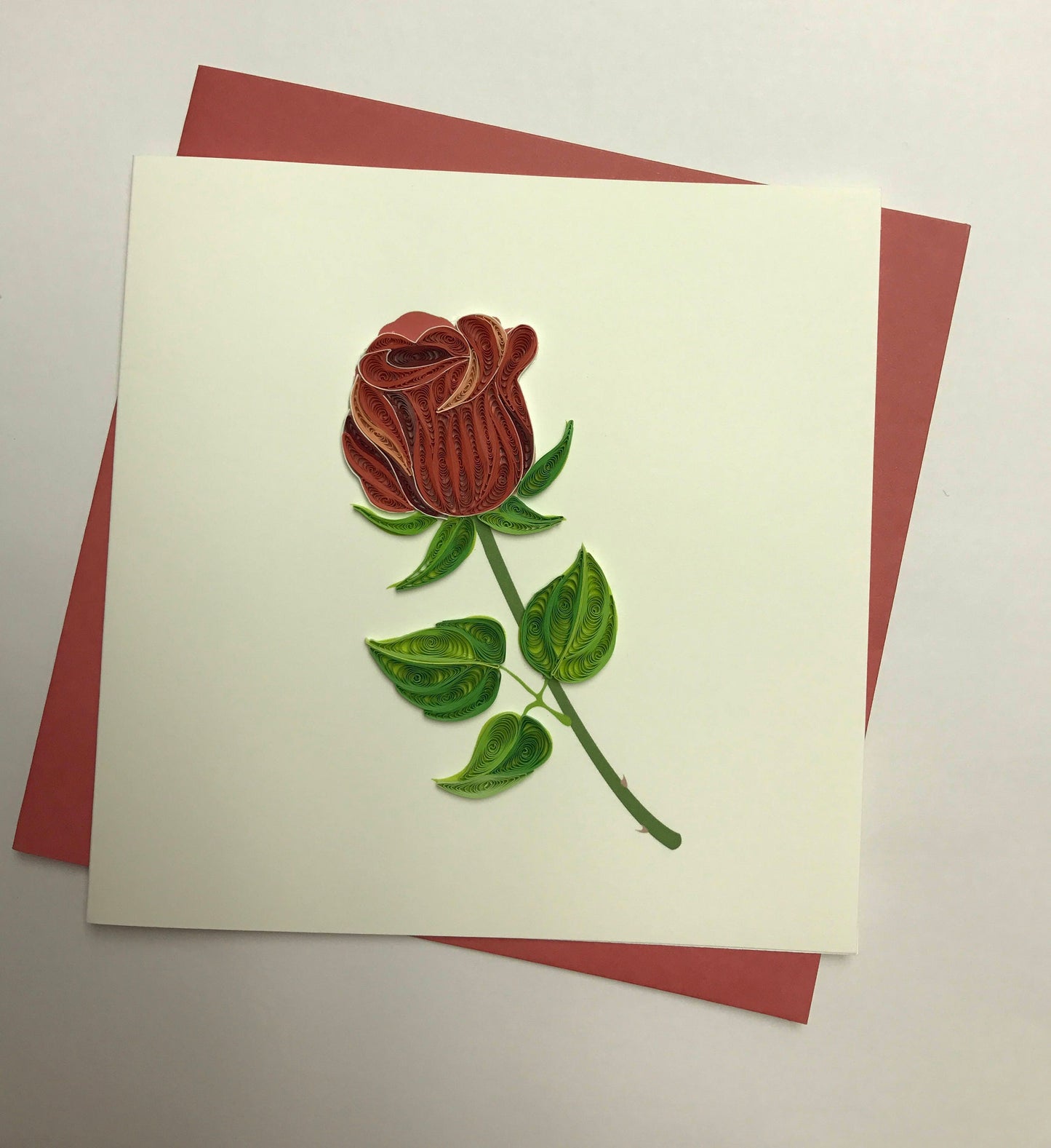 Hand Quilled Greeting Card Rose #10289
