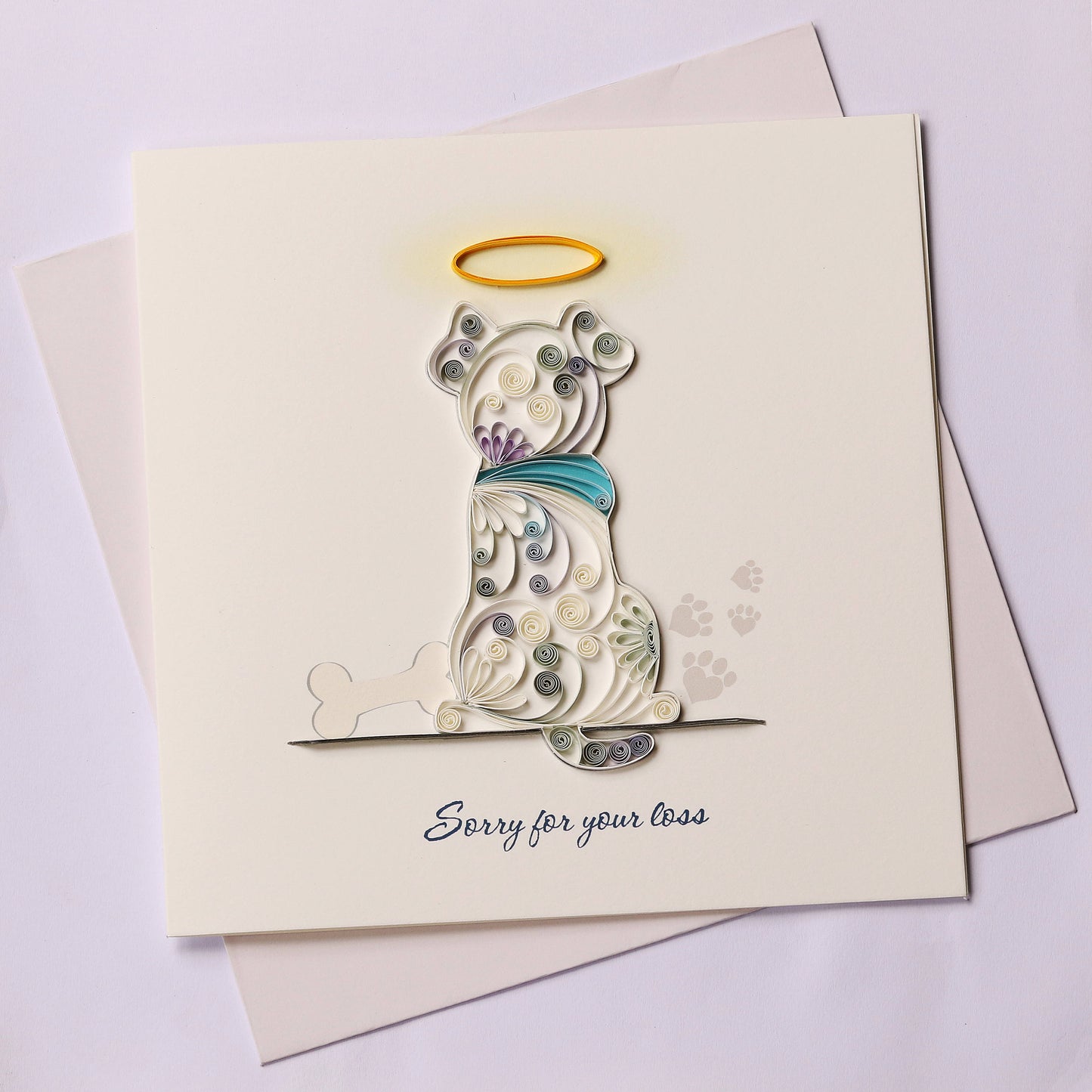 Hand Quilled Greeting Card Dog Sympathy #QC10412