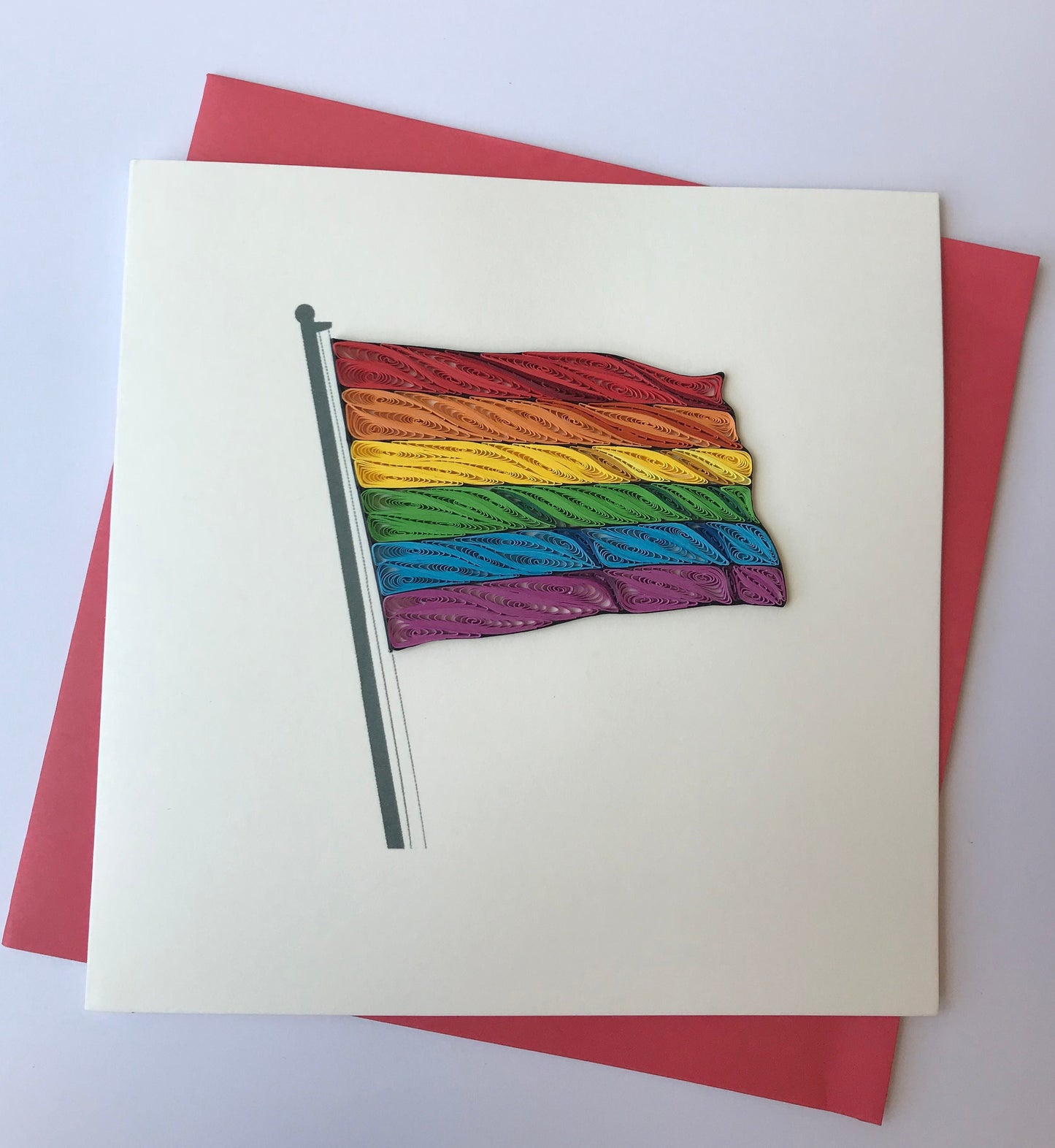 Hand Quilled Greeting Card PRIDE FLAG #QC
