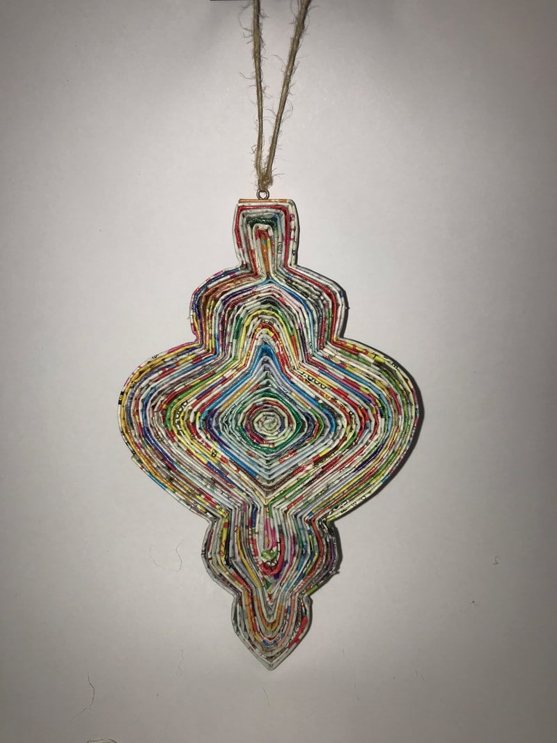 Hand Quilled Recycled Ornament Christmas #QO10677