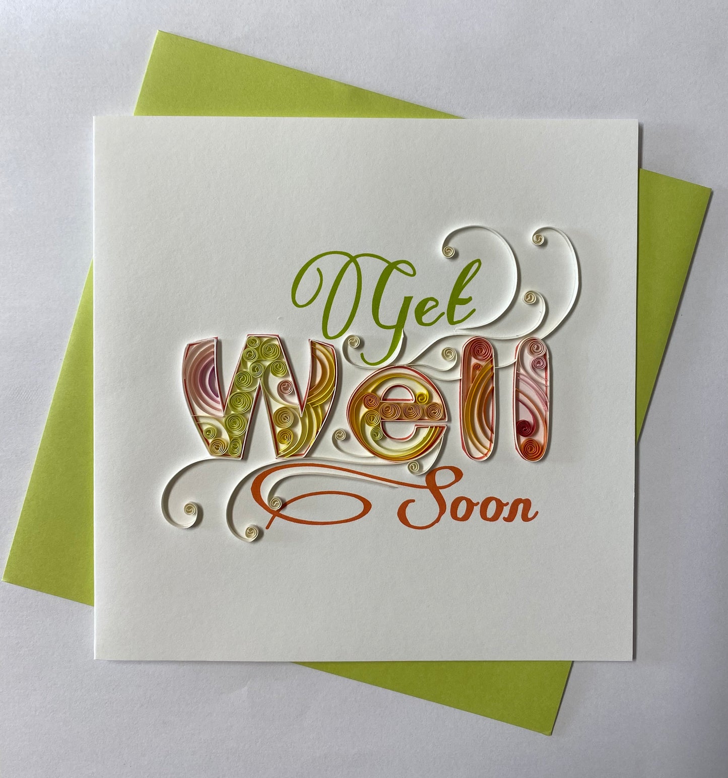 Hand Quilled Greeting Card GET WELL #QC10941