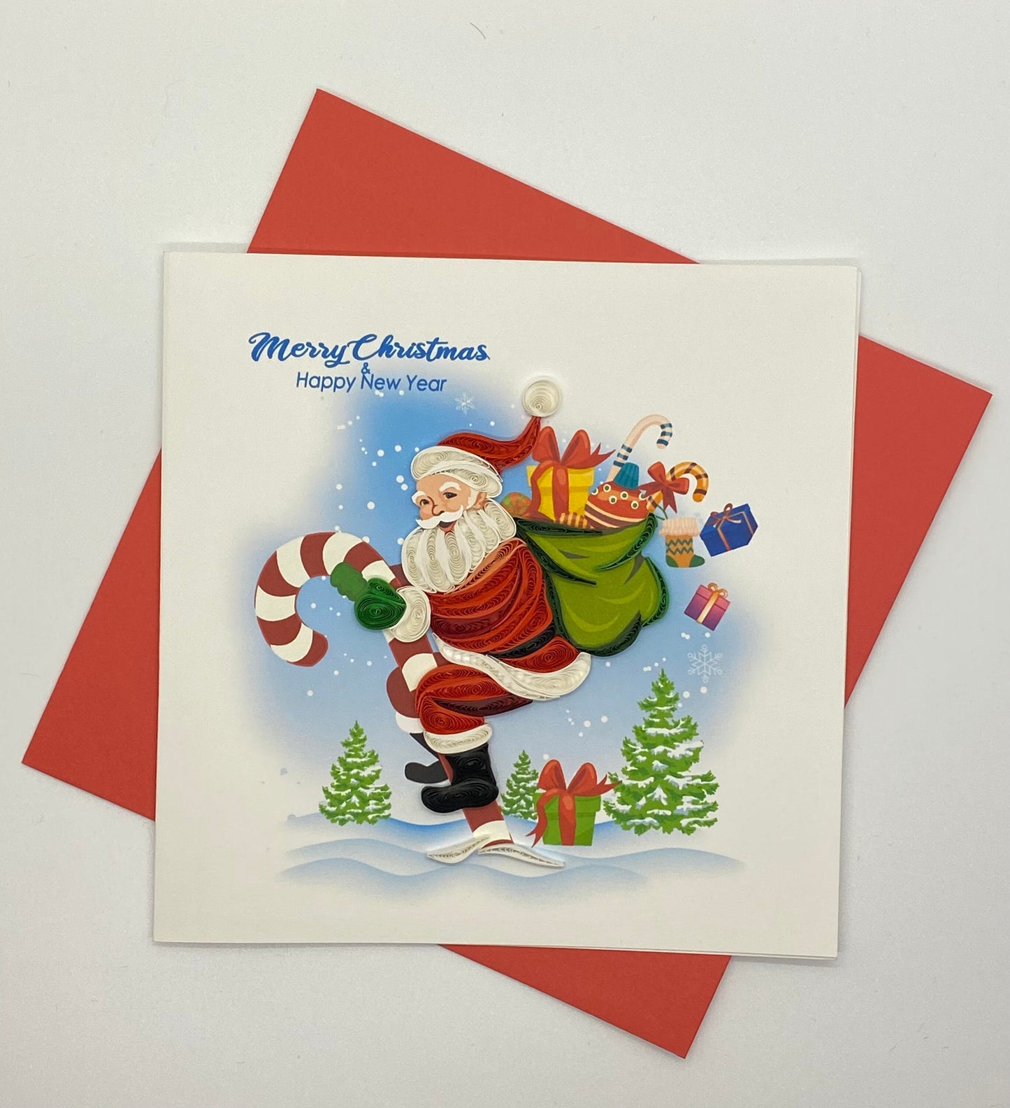 Hand Quilled Greeting Card SANTA #11152